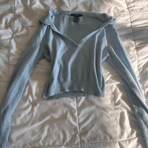 Aesthetic preppy light blue cropped long sleeve